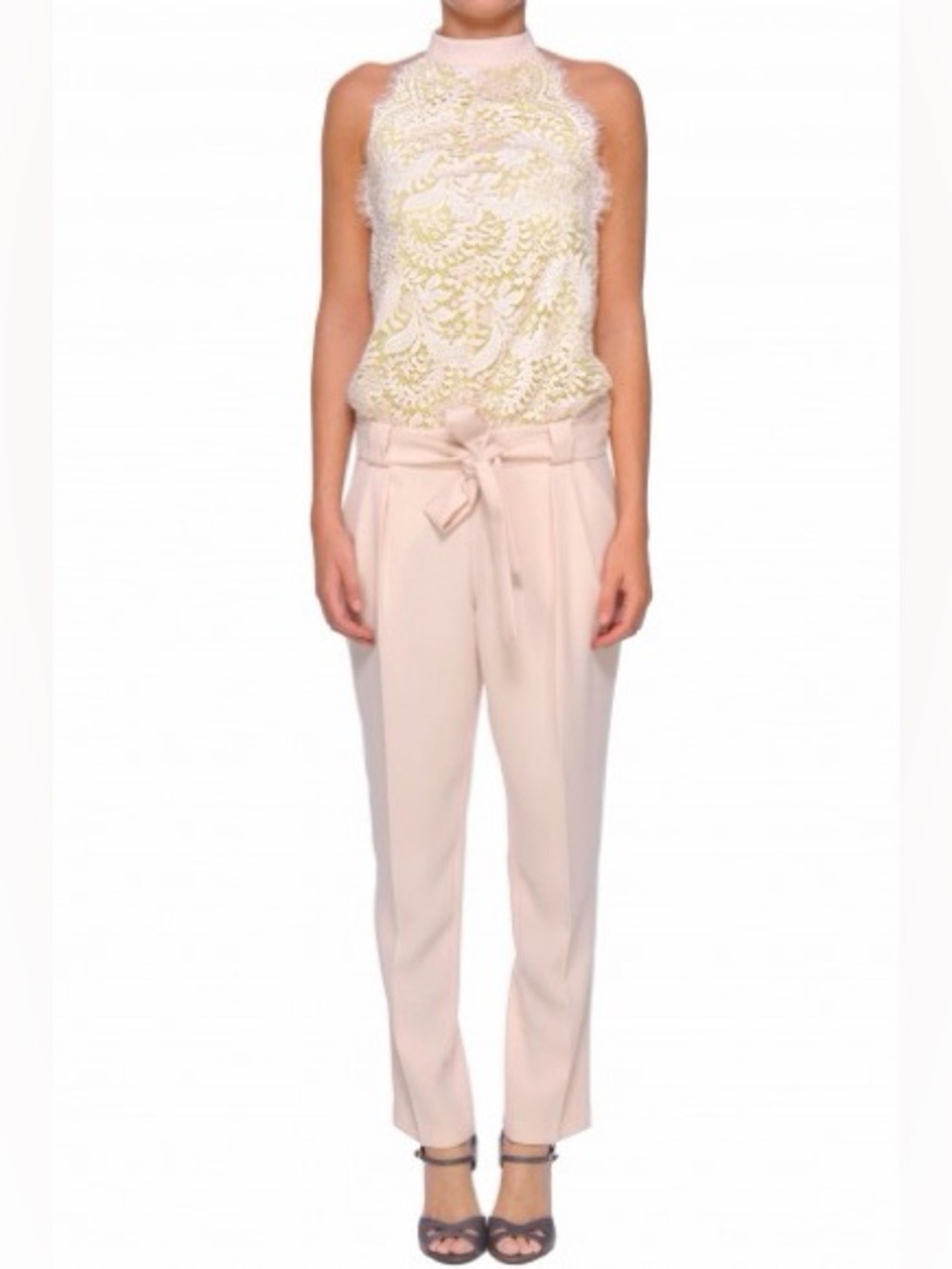 PINKO Lace and crepe cloth jumpsuit US size 4